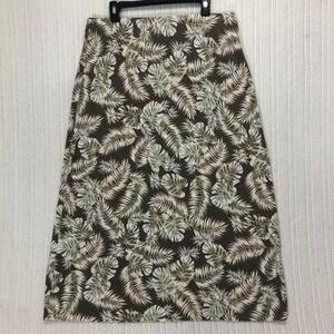 J. Jill Maxi Skirt Tropical‎ Palm Leaf Print Casual Comfy Women's Size Large